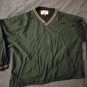 Vintage Champion Windbreaker Jacket Adult XXL Green Pullover Nylon